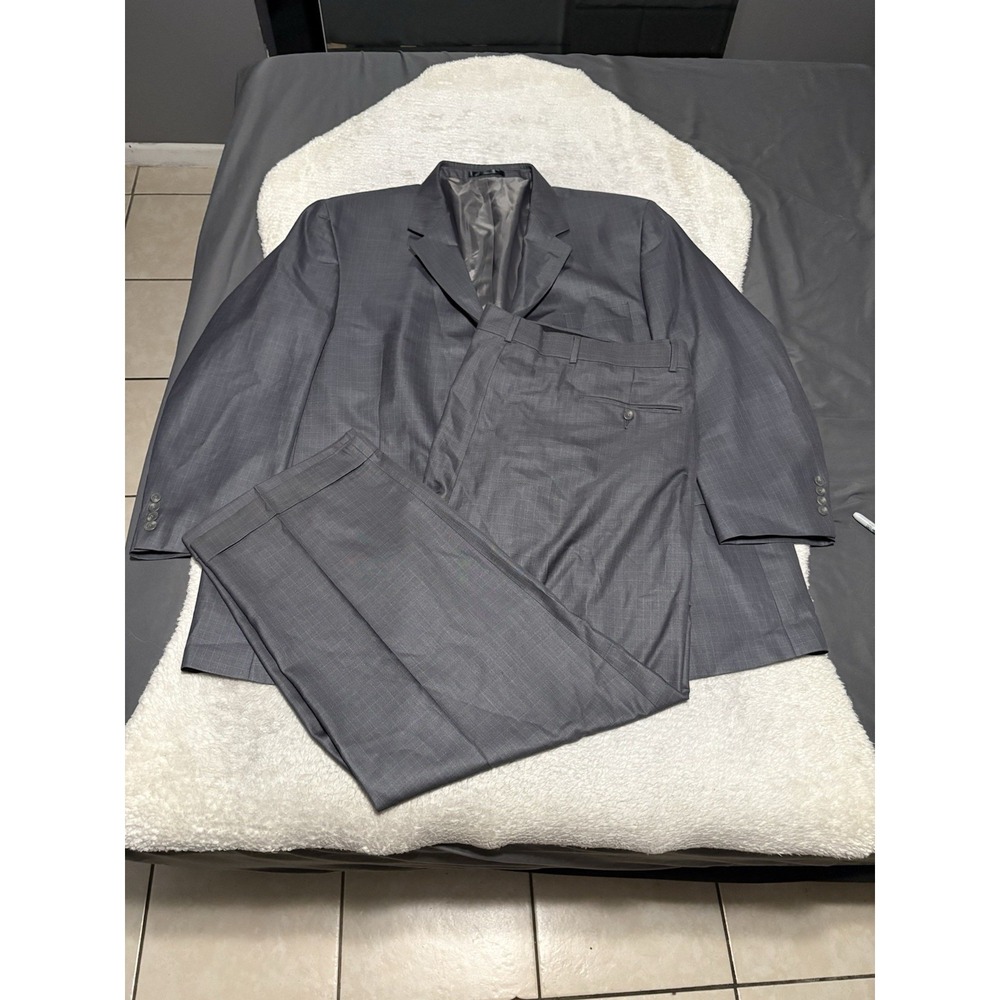 Geoffrey Beene Men's 2 Piece Suit Gray Blazer 56R Pants 52x30 Cuffed